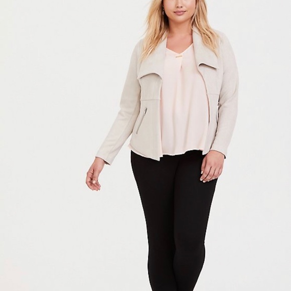 Torrid Vegan Suede Peplum Jacket in Grey Size 1X - Picture 3 of 10